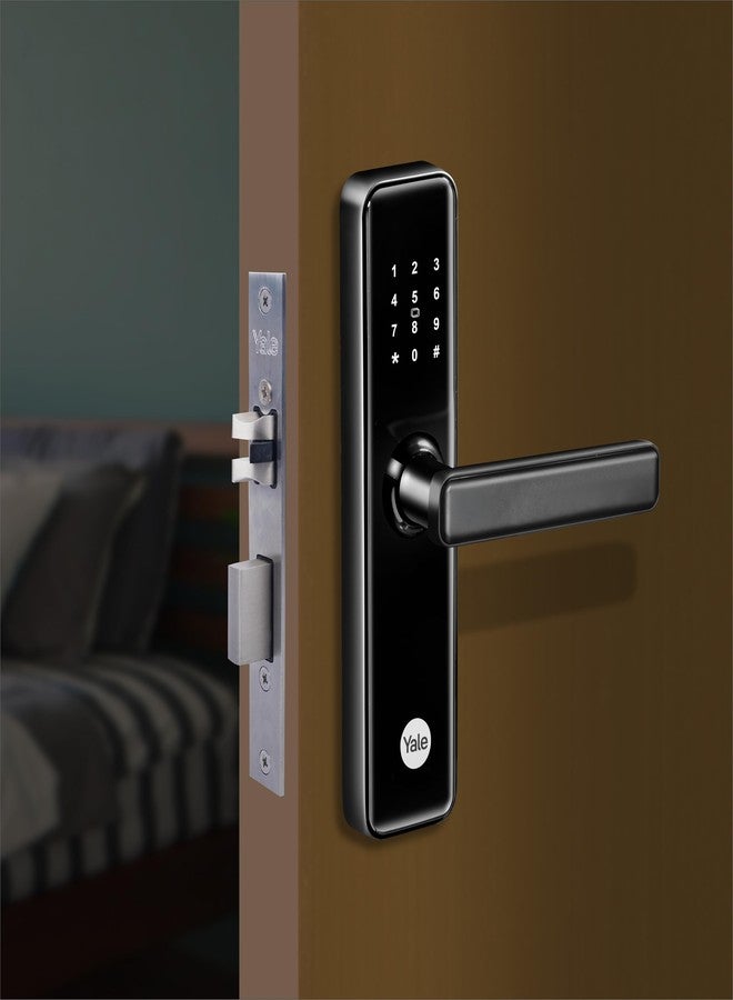 ييل قفل باب ذكي Yale YDME 50 Pro، مزود برمز PIN وبطاقة RFID ومفاتيح ميكانيكية، اللون أسود، للمنزل والمكتب (تركيب مجاني)... - Image 1